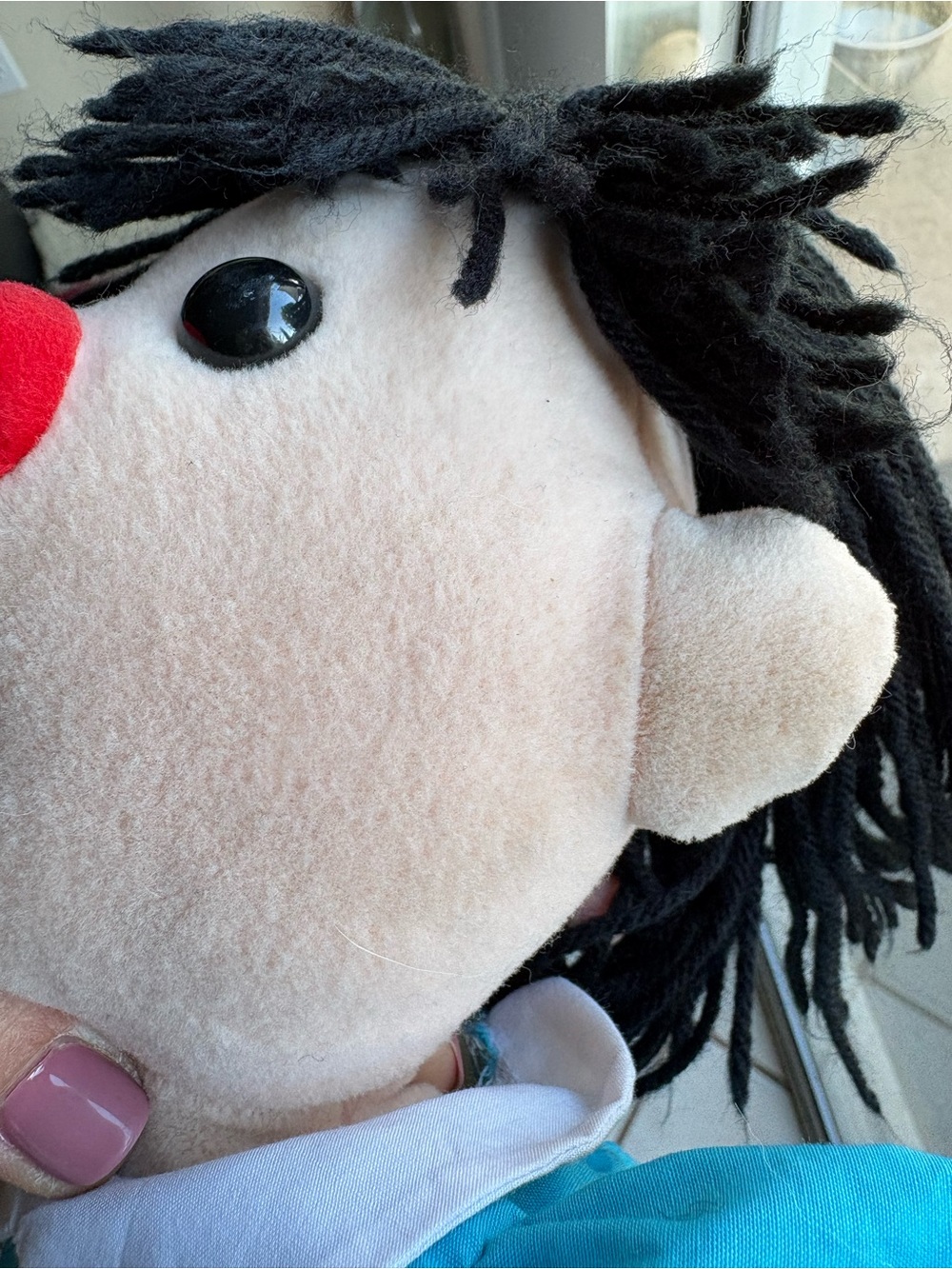 1995 Big Comfy Couch Molly 17in Rag Doll Blue Dress Black Vintage - Picture 9 of 11